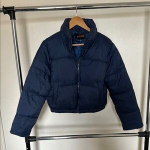 Women’s cropped Navy Puffer Jacket
